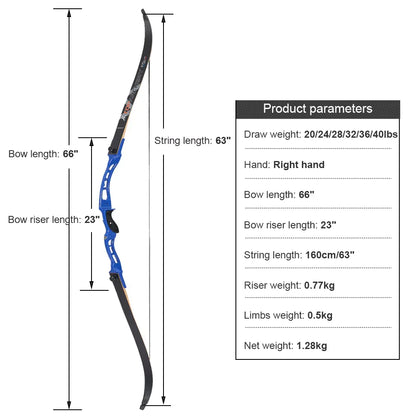 TOPARCHERY 66'' Archery Recurve Bow 20-40lbs