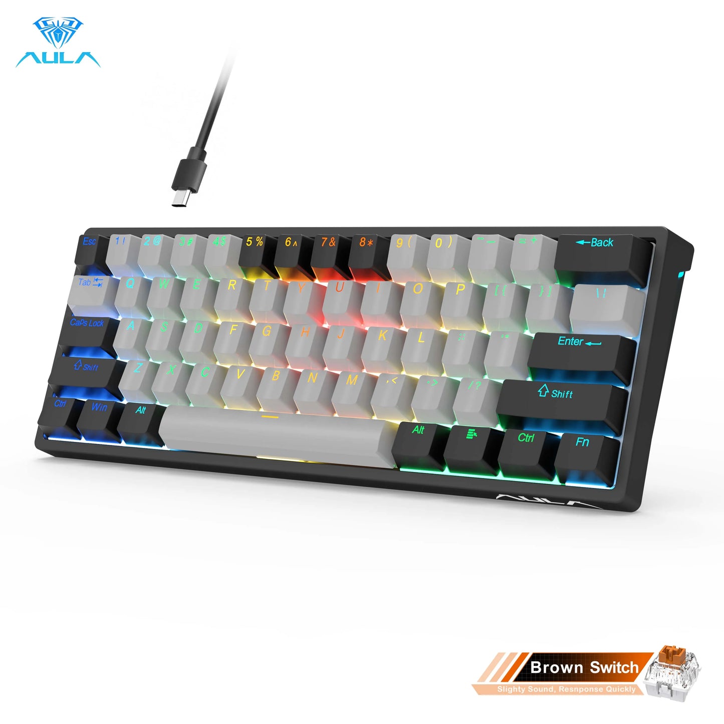 AULA RGB 60 Percent Wired Gaming Keyboard