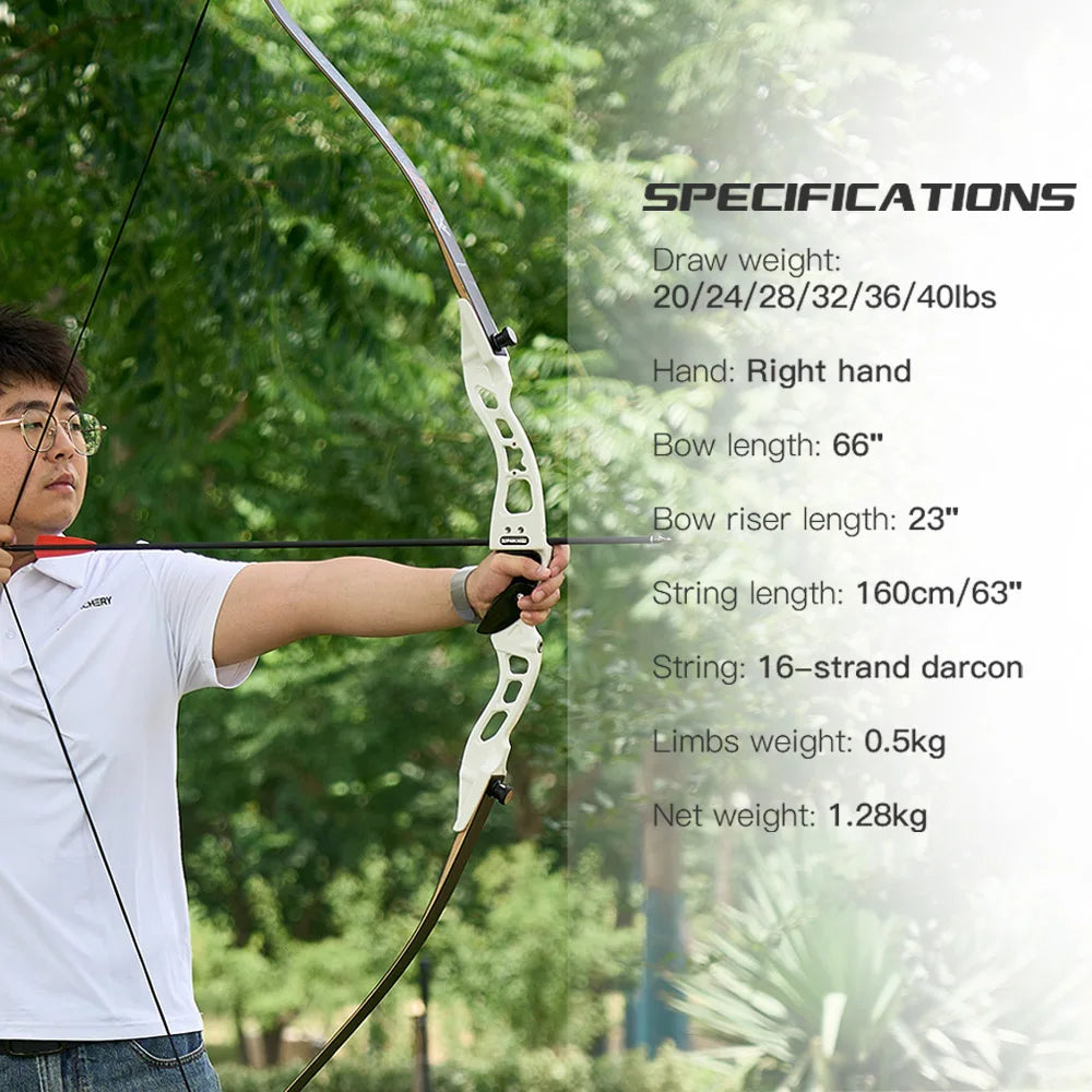 TOPARCHERY 66'' Archery Recurve Bow 20-40lbs