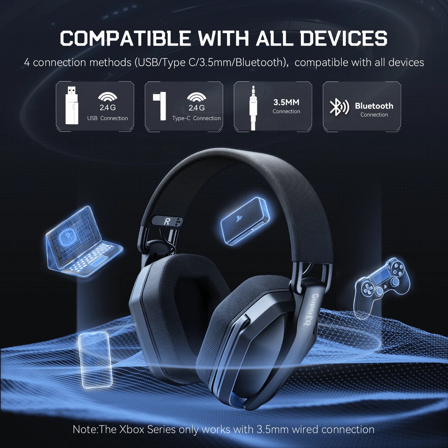 SuperEQ G19BT 2.4GHz Wireless Gaming Headphones