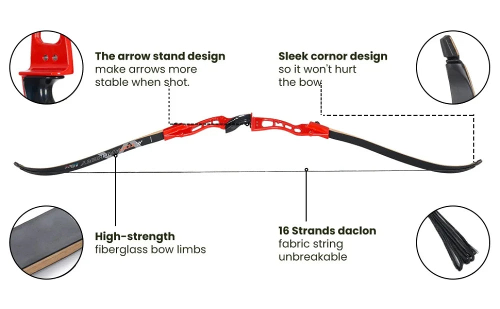 TOPARCHERY 66'' Archery Recurve Bow 20-40lbs